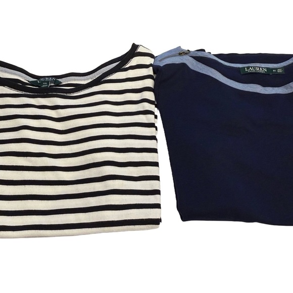 Lauren Ralph Lauren LOT Of 2 Women’s Tops 1 Navy 2X, 1 Black & White XXL - Picture 2 of 16